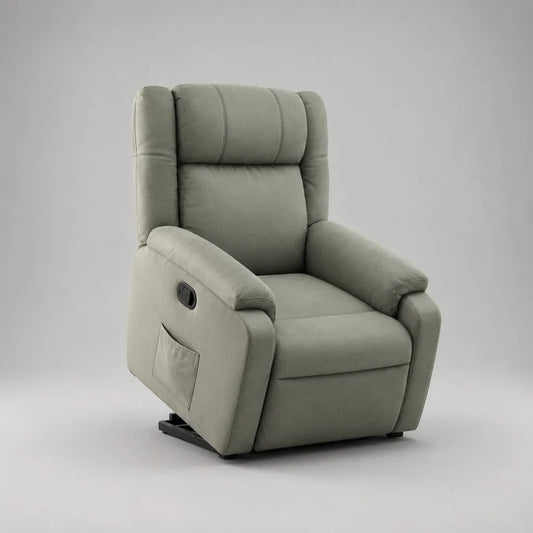Manuell verstellbarer Relaxsessel aus Polyester-Mikrofaser mit hoher Rückenlehne, Graugrün, 92 × 95 × 105 cm