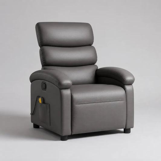 Massagesessel Fernsehsessel mit manueller Liegefunktion, PU-beschichtetes Polyester, Grau, 88 x 92 x 106 cm