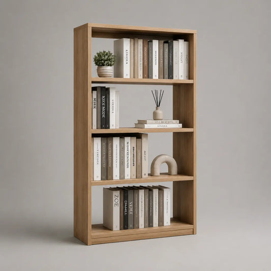 Bücherregal, Standregal mit 4 Fächern aus melaminharzbeschichteter Spanplatte, Eiche Natur, 80 × 30 × 160 cm